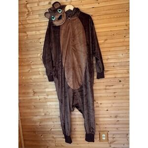 Spirit Halloween Costume Bear Union Suit Brown Plush OS Furry Cosplay Unisex